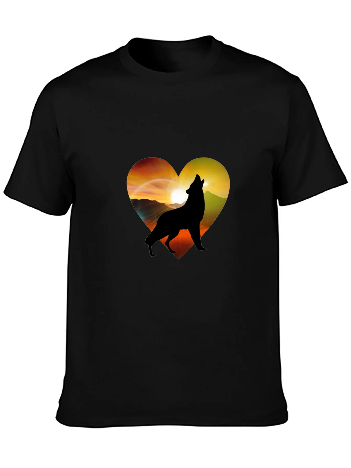 Wolf Heart Graphic T-Shirt - Mens Black Tee