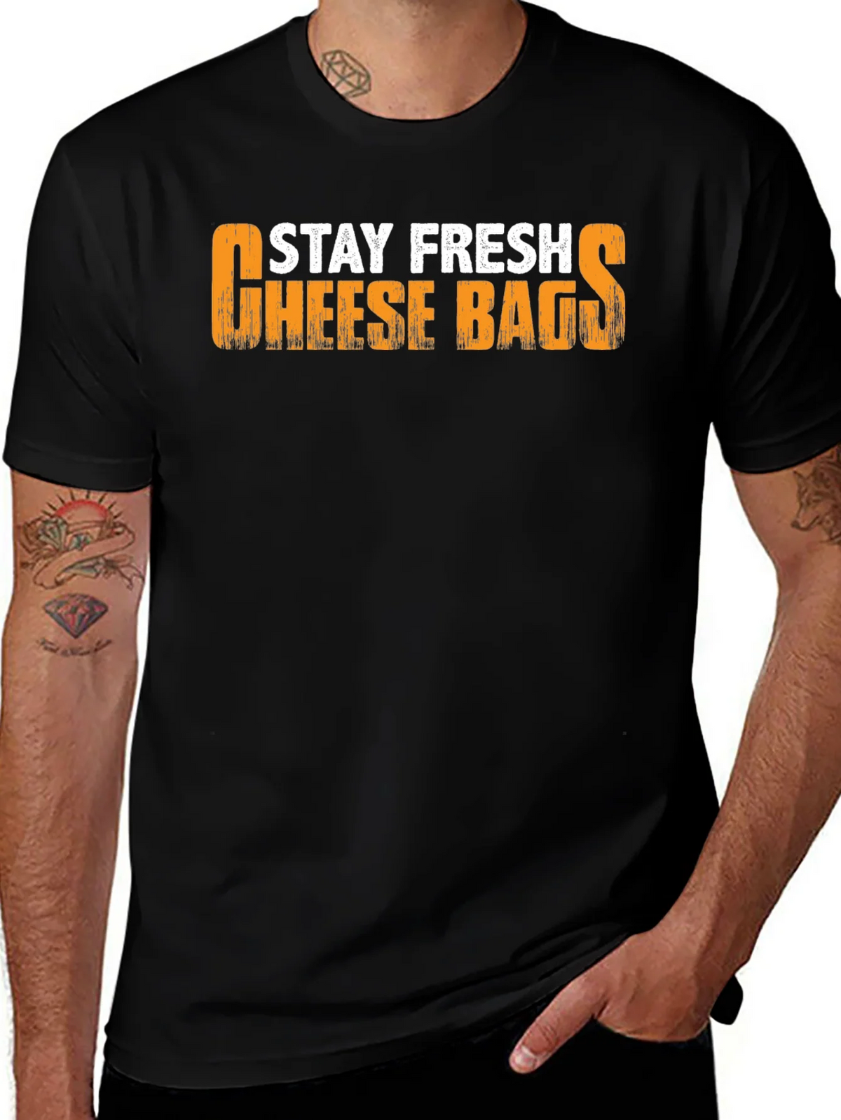 Stay Fresh Cheese Bags Black T-Shirt