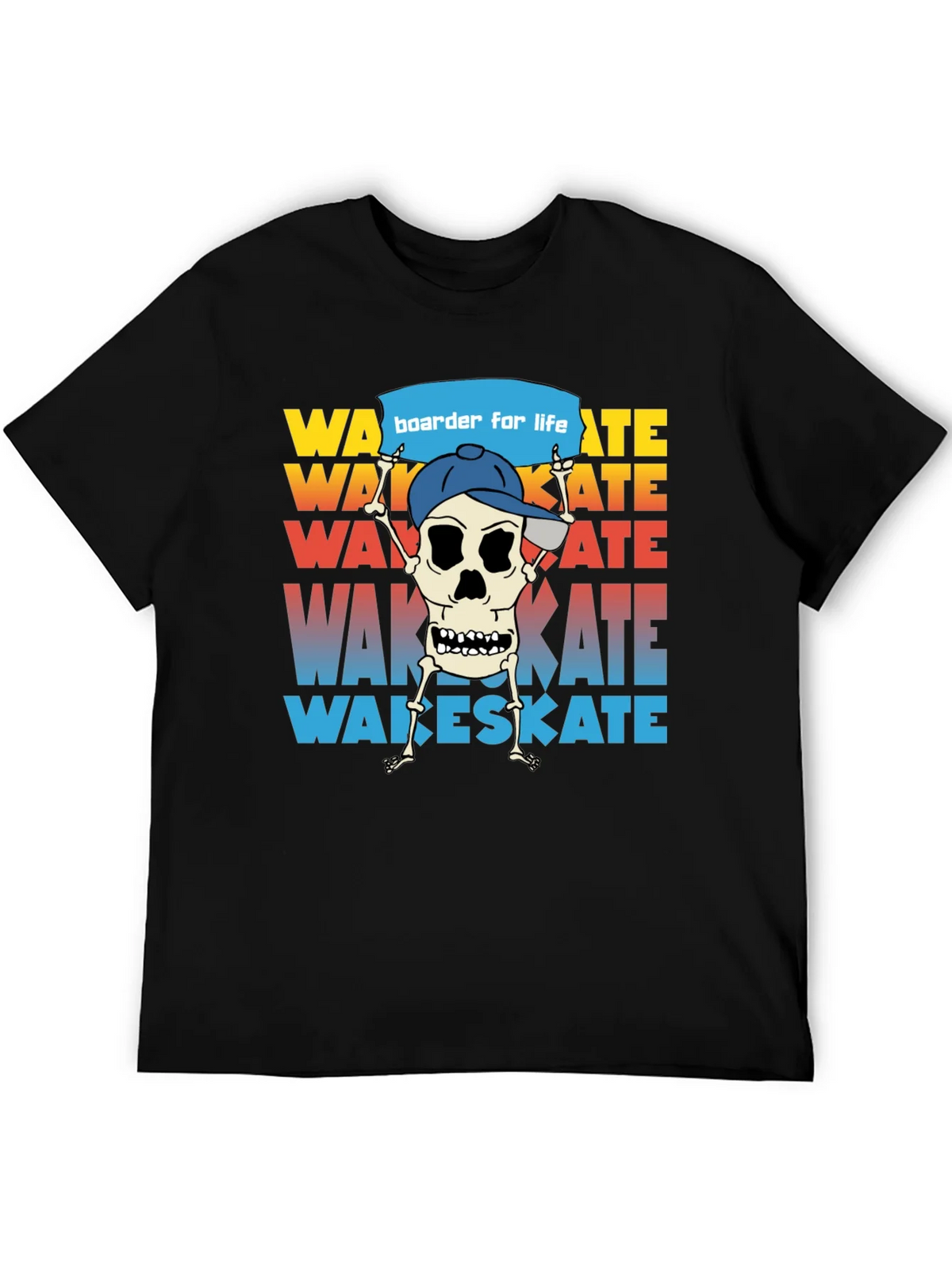 Wake Skate Skeleton Graphic T-Shirt