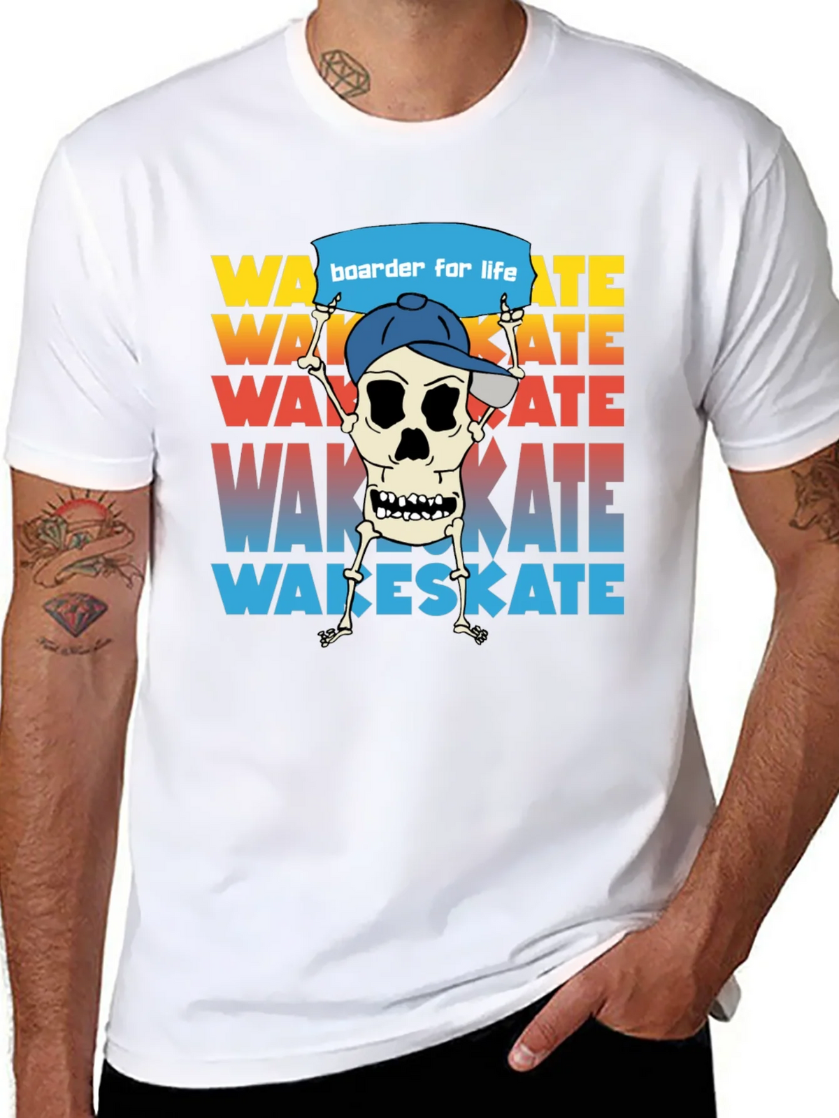 Wake Skate Skeleton Graphic T-Shirt