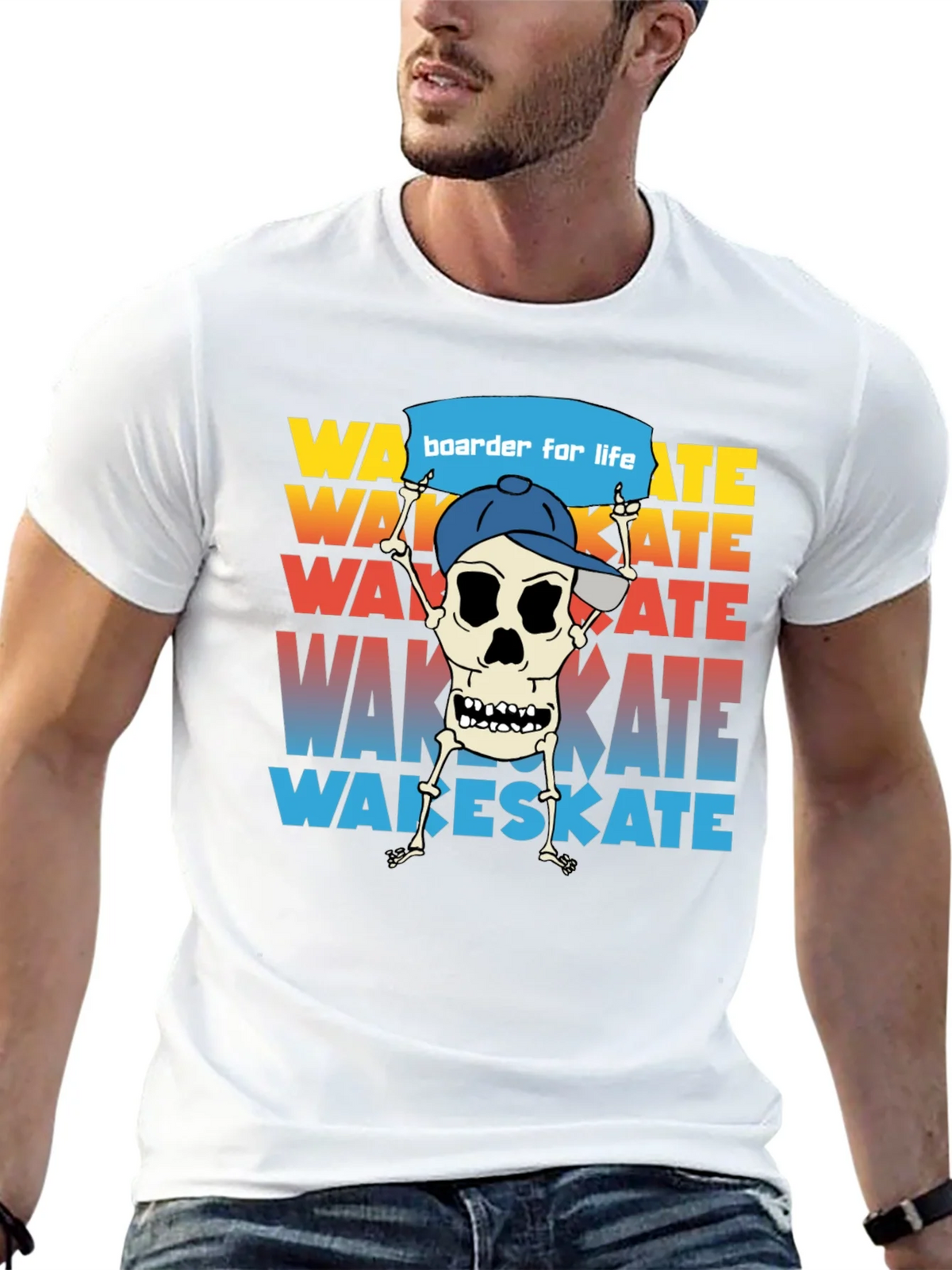 Wake Skate Skeleton Graphic T-Shirt