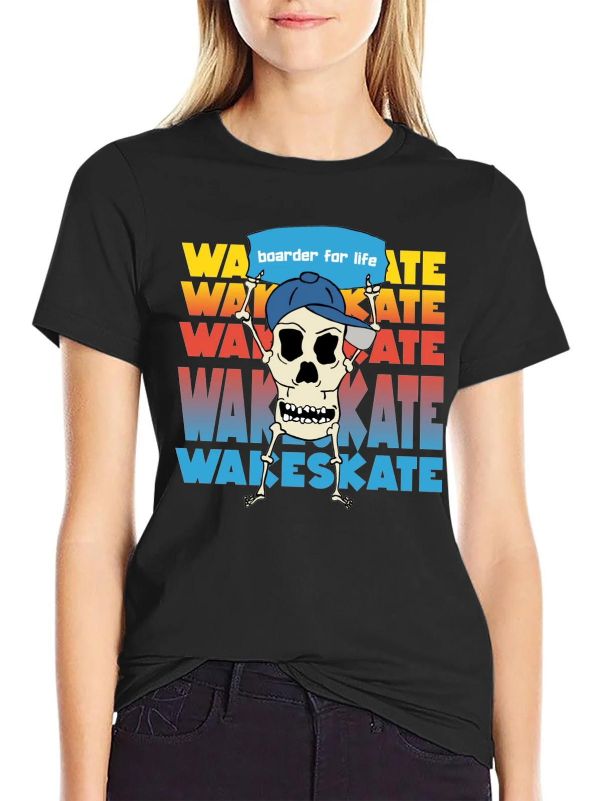 Wake Skate Skeleton Graphic T-Shirt