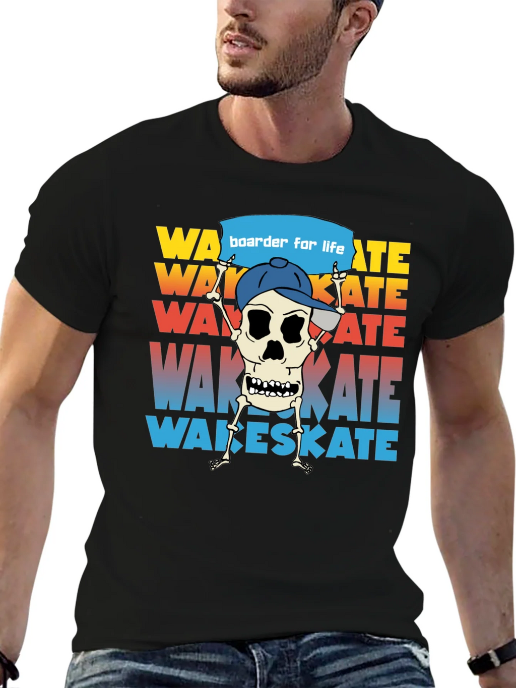 Wake Skate Skeleton Graphic T-Shirt